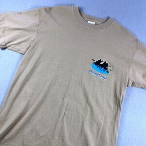 Anvil Arkansas River Lazy J Resort Rafting T Shirt Mens Large Tan Single Stitch